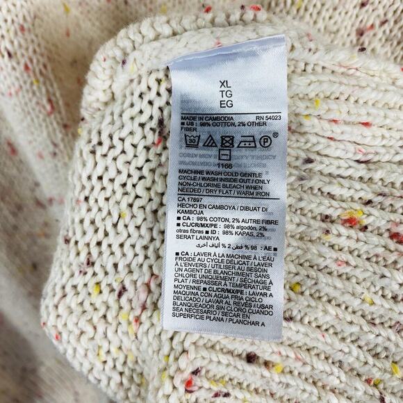 Old Navy Size XL Oversized Voop-Neck Cotton Stretch Tunic Sweater Cream Confetti - Picture 5 of 5